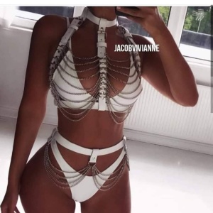 Set ham bust si brau lant piele naturala - Img 1