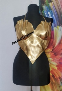 Corset Cyber Heart- Corset auriu efect cracked - Img 1