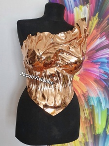 Corset Cyber Khosravhy - Corset metalic auriu plastic tip oglinda - bust voluminos - Img 5