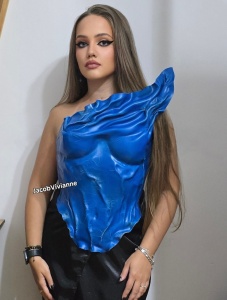 Corset cyber plastic plastic albastru efect cracked - Img 3