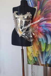 Corset Cyber Wuyky- Corset argintiu cu funda si cristale - Img 1
