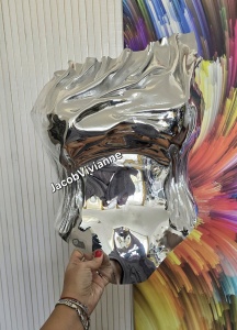 Corset Cyber Yharam - Corset plastic argintiu tip oglinda - bust voluminos - Img 3
