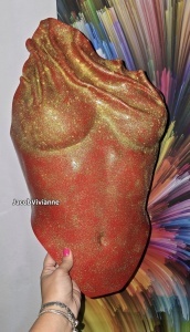 Corset plastic rosu cu glitter gold - Img 2