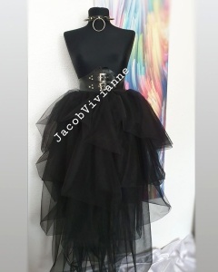 Fusta tulle goth cu brau piele naturala - Img 2
