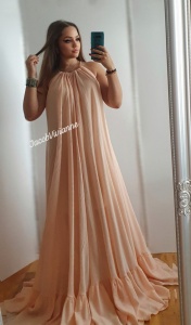 Rochie peach din IN lunga si vaporoasa - Img 3