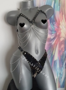 Set ham bust si chilot piele naturala
