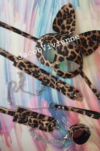Set masca choker cu lesa si set catuse ghepard - Img 1
