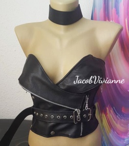 Corset cu choker piele naturala