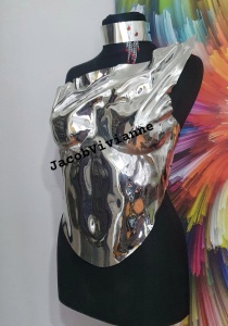 Corset Cyber Bahary - Corset argintiu plastic tip oglinda - Img 3