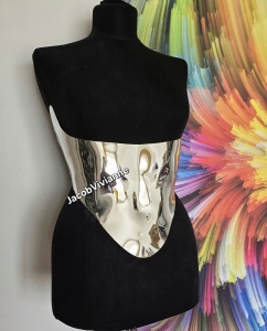 Corset Cyber - Corset scurt argintiu oglinda - Img 1