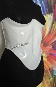 Corset Cyber Epys - Corset plastic alb cu perle la baza bustului - Img 3