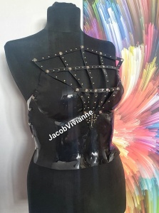 Corset Cyber Khayy- Corset negru cupa mare cu cristale - Img 3