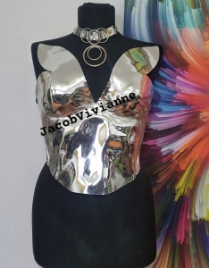 Corset Cyber Mitzuki - Corset argintiu cromat plastic - Img 3