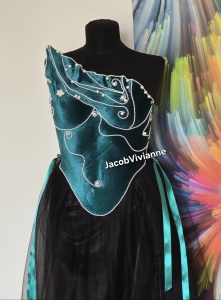 Corset verde plastic accesorizat cu perle Khatia