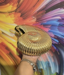 Geanta oglinda auriu clutch elegant - Img 3