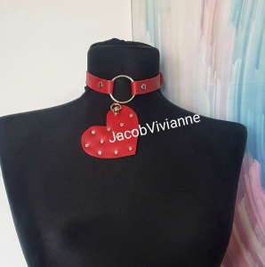 Choker cu inima piele naturala - Img 1