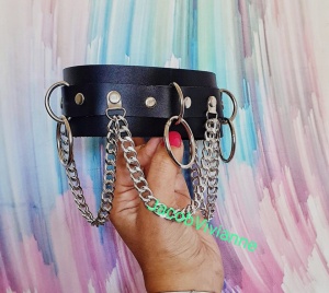 Choker lat cu lant piele naturala - Img 1