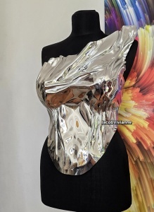 Corset argintiu oglinda plastic - bust MARE