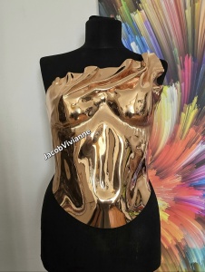 Corset Cyber Aanya - Corset auriu plastic tip oglinda - Img 2
