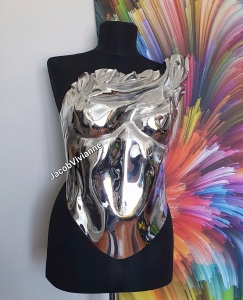 Corset Cyber Cleo - Corset argintiu plastic tip oglinda - Img 2