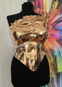 Corset Cyber Dollha - Corset metalic auriu plastic tip oglinda - bust voluminos - Img 1