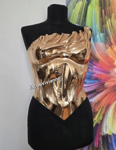 Corset Cyber Emmyh - Corset auriu plastic tip oglinda - Img 1