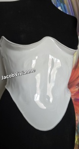 Corset Cyber Epys - Corset plastic alb cu perle la baza bustului - Img 4