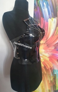 Corset Cyber Khayy- Corset negru cupa mare cu cristale - Img 4
