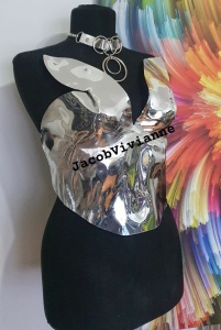Corset Cyber Mitzuki - Corset argintiu cromat plastic - Img 4