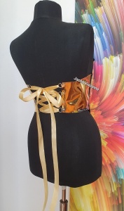 Corset Cyber Zany - Corset plastic auriu oglinda metalizat - Img 4