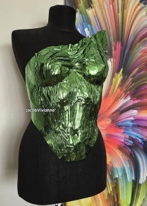 Corset plastic verde lucios