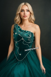 Corset verde plastic accesorizat cu perle Khatia - Img 3