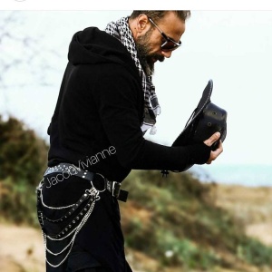 Curea accesorizata cu lant tip boho piele naturala barbati