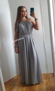 Rochie gri, imitatie matase naturala - Img 1