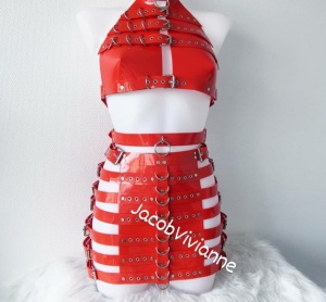 Set fusta si corset piele naturala