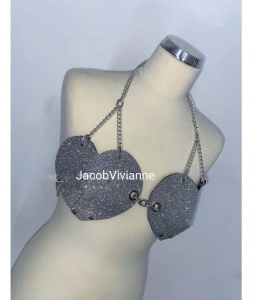 Sutien piele naturala glitter