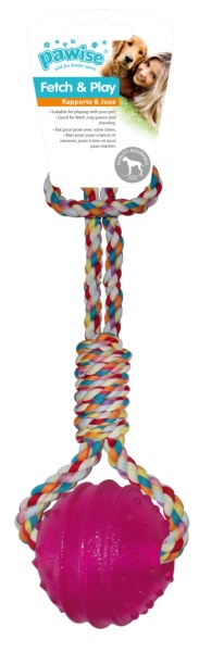 Pawise 14546 Igracka za pse 34cm *1kom TPR ball with rope handle - Img 4