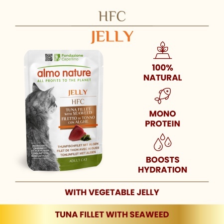 HFC CAT Kesica 55g - Tuna file i morske alge u želeu MONO-PROTEIN (55% mesa) – ALMO NATURE - Img 3