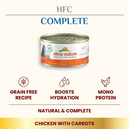 HFC CAT konzerva 70g - Piletina i šargarepa MONO-PROTEIN (55% mesa) – ALMO NATURE - Img 3