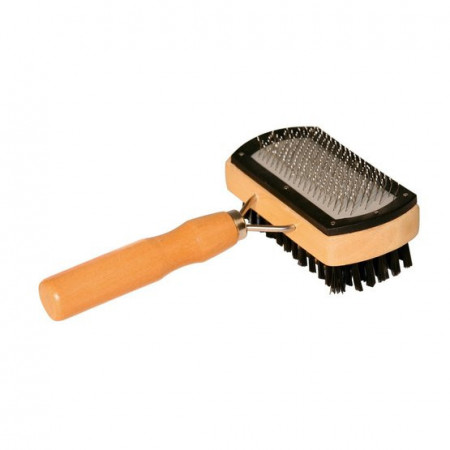 Kerbl 83270 2u1 Cetka 17cm B. CARE slicker brush, dbl. protective caps and bristles