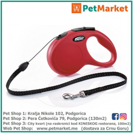 KERBL Flexi povodac New Classic Red S 5m Cord