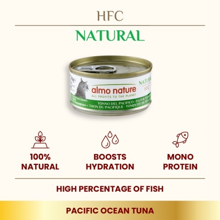 HFC CAT konzerva 70g - Pacific Tuna MONO-PROTEIN (75% mesa) – ALMO NATURE - Img 3