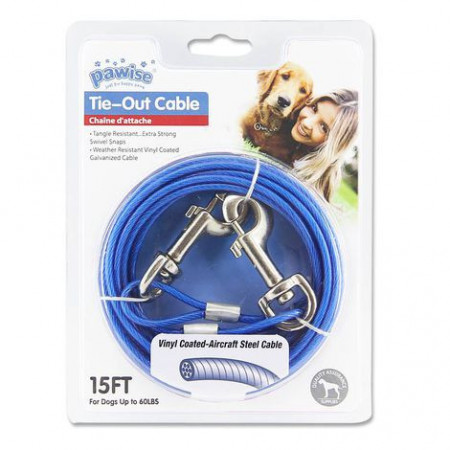 Pawise 11511 sajla za vezivanje 4,5m Tie Out Cable 15FT (Upto 60LBS), Red/Blue Asst.