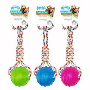 Pawise 14546 Igracka za pse 34cm *1kom TPR ball with rope handle