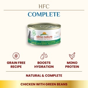 HFC CAT konzerva 70g - Piletina i zeleni pasulj MONO-PROTEIN (55% mesa ) – ALMO NATURE - Img 3