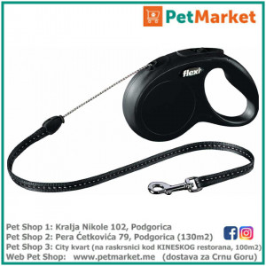 KERBL Flexi povodac New Classic Black S 5m Cord