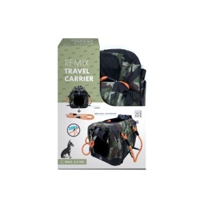 M-PETS 10703699 Torba za pse i macke 41 x 28 x 28 cm REMIX Travel Carrier 2 in 1 with Leash/Shoulder Belt - Camouflage & Orange - Img 2