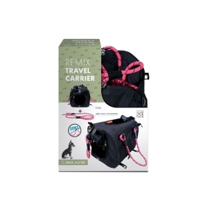 M-PETS 10703899 Torba za pse i macke 41 x 28 x 28 cm REMIX Travel Carrier 2 in 1 with Leash/Shoulder Belt - Black & Pink - Img 2