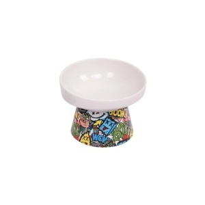 M-PETS 20501499 Posuda Za Hranu za macke i pse - S 150ml - URBANSTYLE TILT'D Raised Ceramic Bowl Multicolour