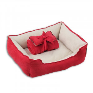 Pawise 12400 lezaljka 56x43x18cm +Ćebe 78x73cm +Igračka 18cm Red